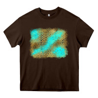 Chocolate Brown Turquoise Leopard Background Heavy Core Tee - Jasminsmagicworld