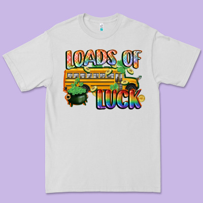 Loads Of Luck With School Bus St. Patrick's Day Premium Tee Designed By Fadigitalartstudio