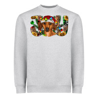 Heather Grey dachshund christmas joy Heavyweight Sweatshirt - RanaPortraitStore