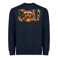 Navy dachshund christmas joy Heavyweight Sweatshirt - RanaPortraitStore