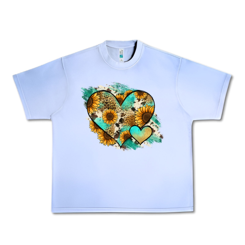 Leopard Sunflower Cowhide Glitter Heart Urban Heavy Tee by Jasminsmagicworld | Teevron