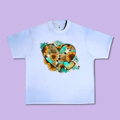 Leopard Sunflower Cowhide Glitter Heart Urban Heavy Tee Designed By Jasminsmagicworld