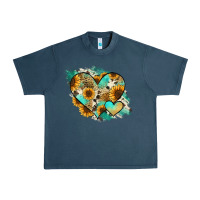 Midnight Navy Leopard Sunflower Cowhide Glitter Heart Urban Heavy Tee - Jasminsmagicworld