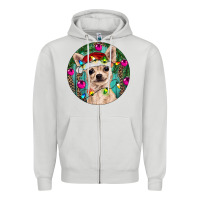 Dove Grey Christmas Chihuahua Zipper Hoodie - RanaPortraitStore