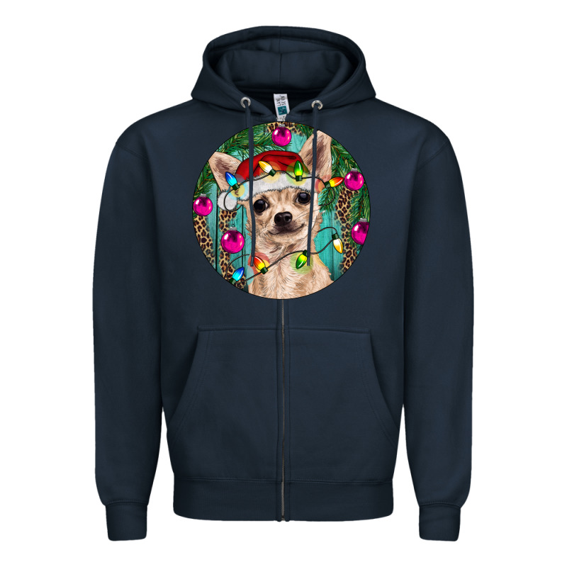 Christmas Chihuahua Zipper Hoodie by RanaPortraitStore | Teevron