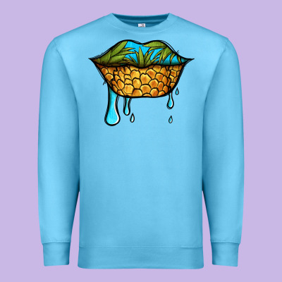 Summer Vibes Pineapple Lips Premium Sweatshirt Designed By Jasminsmagicworld