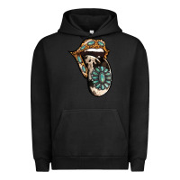 Pigment Black Turquoise Gemstone Leopard Cowhide Tongue Urban Hoodie - Jasminsmagicworld