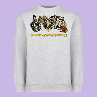 Peace Love Missouri Heavyweight Sweatshirt Designed By Jasminsmagicworld