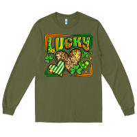 Army Green lucky st patricks day hearts Long Sleeve Tee - LillyAllenDesigns