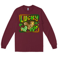 Burgundy lucky st patricks day hearts Long Sleeve Tee - LillyAllenDesigns