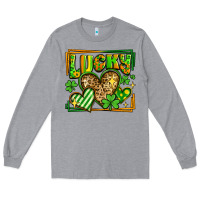 Heather Grey lucky st patricks day hearts Long Sleeve Tee - LillyAllenDesigns