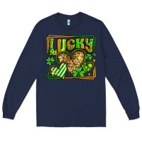 Navy lucky st patricks day hearts Long Sleeve Tee - LillyAllenDesigns