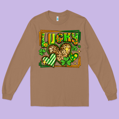 Lucky St Patricks Day Hearts Long Sleeve Tee Designed By Lillyallendesigns