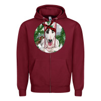 Burgundy Bull Terrier And Farm Zipper Hoodie - RanaPortraitStore