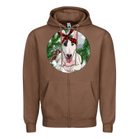Chestnut Bull Terrier And Farm Zipper Hoodie - RanaPortraitStore