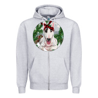 Heather Grey Bull Terrier And Farm Zipper Hoodie - RanaPortraitStore