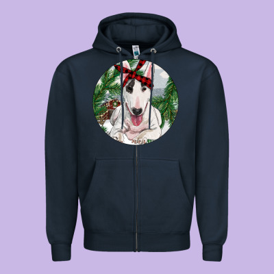 Bull Terrier And Farm Zipper Hoodie Designed By Ranaportraitstore