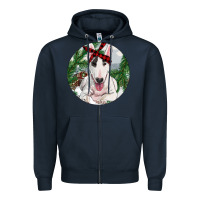 Navy Bull Terrier And Farm Zipper Hoodie - RanaPortraitStore