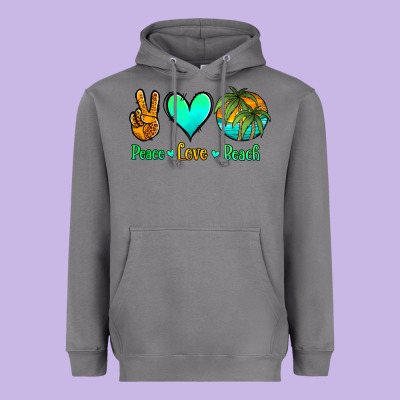 Peace Love Beach Heavyweight Hoodie Designed By Jasminsmagicworld