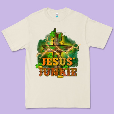 Jesus Junkie St. Patricks Day Premium Tee Designed By Fadigitalartstudio
