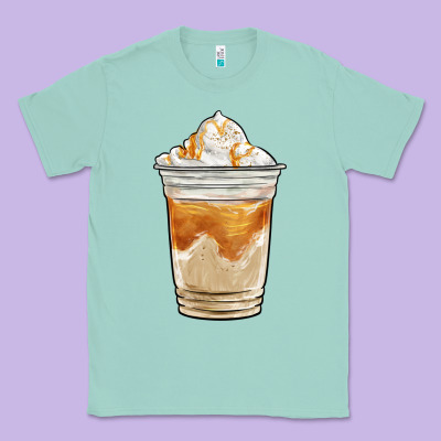 Iced Caramel Frappuccino Coffee Classic Tee Designed By Barkaloodesign