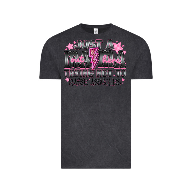 Just A Mama Out Here Trying Not To Raise Assholes Vintage Tee by CowhideDigitalArt | Teevron