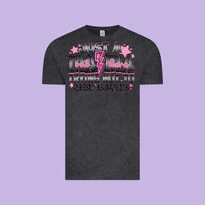Just A Mama Out Here Trying Not To Raise Assholes Vintage Tee Designed By Cowhidedigitalart