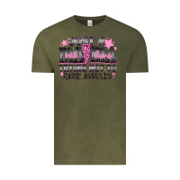 Vintage Olive Just a Mama Out Here Trying Not To Raise Assholes Vintage Tee - CowhideDigitalArt