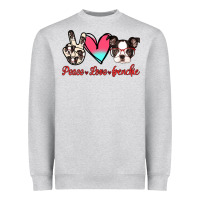 Heather Grey Peace Love Frenchie Heavyweight Sweatshirt - Jasminsmagicworld