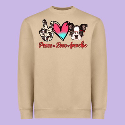 Peace Love Frenchie Heavyweight Sweatshirt Designed By Jasminsmagicworld