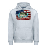 Heather Grey American Flag Fish Urban Hoodie - Jasminsmagicworld