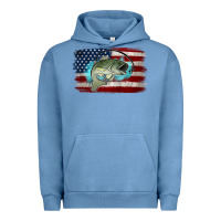 Pigment Pebble Blue American Flag Fish Urban Hoodie - Jasminsmagicworld