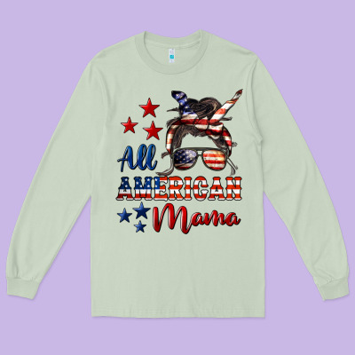 All American Mama Mother's Day Long Sleeve Tee Designed By Lillyallendesigns