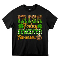 Black St. Patrick's Irish today hungover tomorrow Heavy Core Tee - OliviaCreatesArt