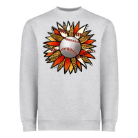 Heather Grey Baseball Sunflower Heavyweight Sweatshirt - Jasminsmagicworld