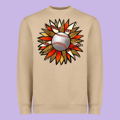 Baseball Sunflower Heavyweight Sweatshirt Designed By Jasminsmagicworld