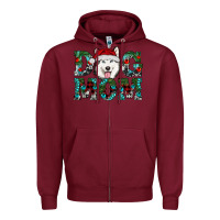 Burgundy Christmas Dog Mom Husky Zipper Hoodie - RanaPortraitStore