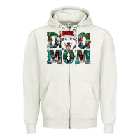 Oatmeal Heather Christmas Dog Mom Husky Zipper Hoodie - RanaPortraitStore
