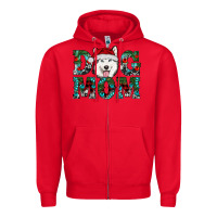 Red Christmas Dog Mom Husky Zipper Hoodie - RanaPortraitStore