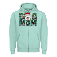 Seafoam Christmas Dog Mom Husky Zipper Hoodie - RanaPortraitStore