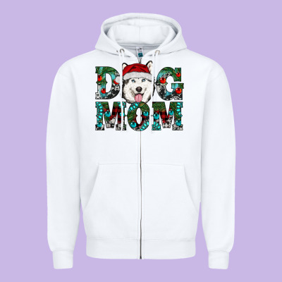 Christmas Dog Mom Husky Zipper Hoodie Designed By Ranaportraitstore