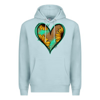 Blue Mist Sunflower Heart Premium Hoodie - Jasminsmagicworld