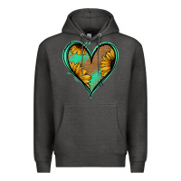 Charcoal Heather Sunflower Heart Premium Hoodie - Jasminsmagicworld