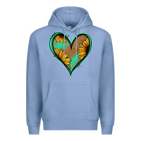 Colony Blue Sunflower Heart Premium Hoodie - Jasminsmagicworld