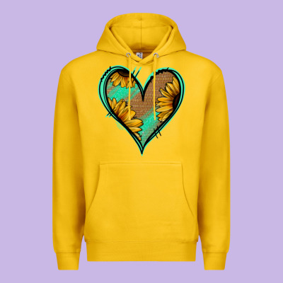 Sunflower Heart Premium Hoodie Designed By Jasminsmagicworld