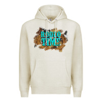 Oatmeal Heather rodeo time  with leopard and cowhide Premium Hoodie - Artiststas