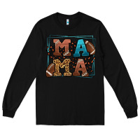 Black American Football Mama Mother's Day Long Sleeve Tee - LillyAllenDesigns