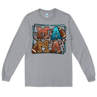 Heather Grey American Football Mama Mother's Day Long Sleeve Tee - LillyAllenDesigns