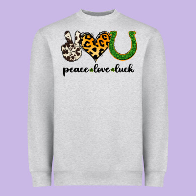 Peace Love Luck Heavyweight Sweatshirt Designed By Jasminsmagicworld