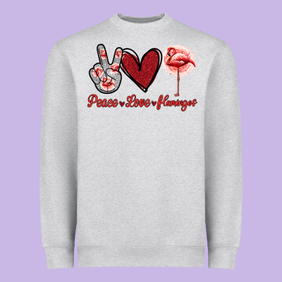 Peace Love Flamingo Heavyweight Sweatshirt Designed By Jasminsmagicworld